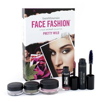 Kolekce dekorativní kosmetiky BareMinerals Face Fashion Collection - The Look Of Now Pretty Wild ( tvářenka + 2x oční stíny + řasenka + rtěnka )