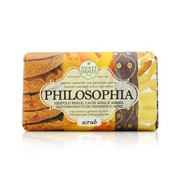 Přírodní mýdlo Philosophia – peeling – středomořská švestka, tomel a ambra s otrubami a granulemi vlašských ořechů
