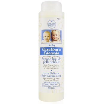 Carolina & Edoardo Extra jemné dětské tekuté mýdlo s ovsem, sladkými mandlemi a měsíčkem (sprchový gel)