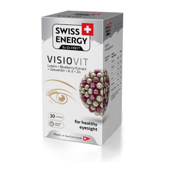 ŠVÝCARSKOU ENERGII Sustained Release Capsules - Visiovit - Lutein + Blueberry Extract + Zeaxanthin + Ae + Zn- 30 Capsule