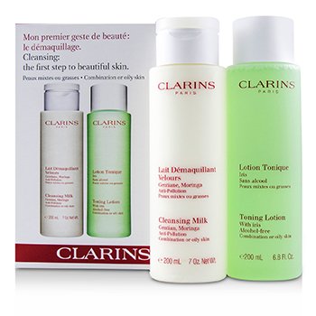 Cleansing Duo (Combination or Oily Skin): Anti-Pollution Cleansing Milk 200ml/7oz + Toning Lotion with Iris 200ml/6.8oz