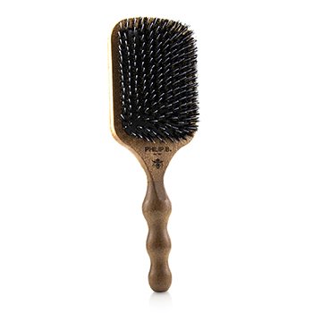 Philip B Paddle Hair Brush (Polished Mahogany Laser Printed Handle, Boar + Crystal Nylon Bristles)