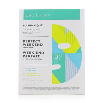 Patchology FlashMasque 5 Minute Sheet Mask - Perfect Weekend Sheet Mask Kit: (Hydrate, Illuminate, Milk Peel)
