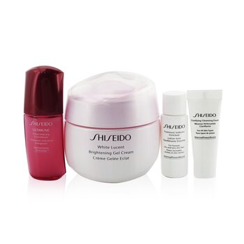 Shiseido White Lucent Holiday Set: gelový krém 50 ml + čistící pěna 5 ml + změkčovač obohacený 7 ml + ultimune koncentrát 10 ml