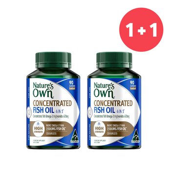 Natures Own 【Buy 1 Get 1】4 in 1 Concentrated Fish Oil 90 Capsules  (Add ONE to Cart and get TWO)